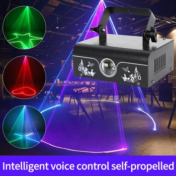 100 Vzory Animovaný Laserové Svetlo RGB Laser Scanner Projektor Lampa Led Fáze svetelný Efekt Dance Party Svetlá DMX512 Osvetlenie