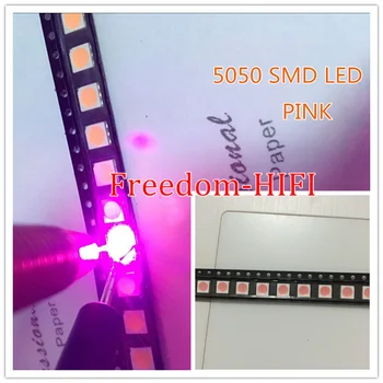 100ks/veľa SMD 5050 ružová smd LED 5050 smd smt ružová led PLCC-6 3-CHIP 5.0*5.0 MM 60Ma-0,2 W Super Svetlé najlepšia Kvalita Nové