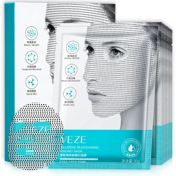 10pcs Fullerén Magnet Face Mask Hydratačná Starostlivosť o Pleť Tváre Rozjasní Pleť Osviežujúci Anti-aging Magnetické Pleťové Masky List