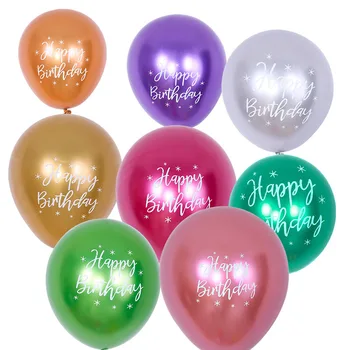 10PCS Happy Birthday Balón 12 palcový Kovové Farby, Latexové Balóny Detská Narodeninová Párty Dekorácie Narodeniny Balón Dekor