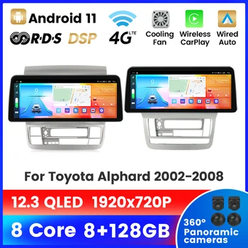 12.3 Palcový Multimediálny Prehrávač Videa autorádia GPS Navigácia Pre Toyota Alphard 1 H10 2002 - 2008 Android11 QLED Obrazovke Všetko V Jednom