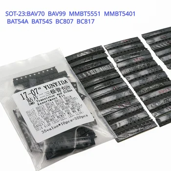 1N5819（SS14）1N4004（M4）1n4007（M7）atď SMD Tranzistorov Sortiment Auta, 350PCS Vzoriek - 35 Typy*10pcs