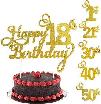 1PC Happy Birthday Cake Vňaťou 1. 18. 21. 30. 40. 50. Veku Happy Birthday Cake Decoration Strany Zdobenie Dodávky