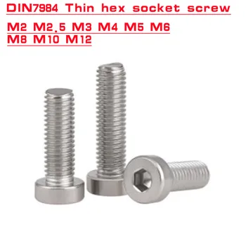 2-50PCS DIN7984 M2 M2.5 M3 M4 m5 m6 M8 m10 m12 nehrdzavejúcej ocele hex zásuvky tenké Nízke krátke hlavu spp model auto diy skrutka skrutky