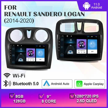 2 Din Android 11 autorádia Multimediálny Prehrávač Videa Pre Renault Sandero Logan na roky 2014-2020 Navigácie GPS Carplay 4G wifi Vedúci Jednotky