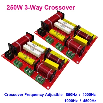 2 KS 250W 3Way Audio Hifi Filter Doska Stereofónny Reproduktor Crossover Filtre 850Hz/4000Hz 3 Jednotky Frekvenčné Deliče
