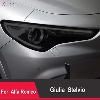 2 Ks Auto Svetlometu Ochranný Film Svetlomet Transparentné Čierna TPU Nálepka Pre Alfa Romeo Giulia 952 Stelvio 949 Príslušenstvo