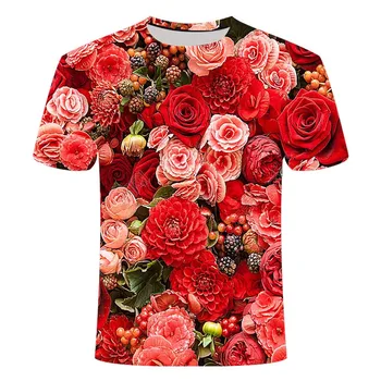 2020 lete mužov ruže kvet 3D vzor tlač T-shirt módne letné krátkym rukávom pánske bežné pohodlné 3DT tričko s rose