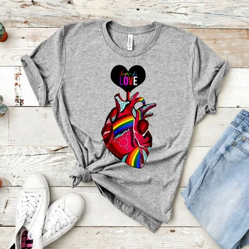 2020 láska Je Láska Srdce T-Shirt Zábavné Pride Tričko Ročník Dúhového Graphic Tee lesbičiek, homosexuálov, Lesbičky, Rovnosť Tees Kawaii tričko