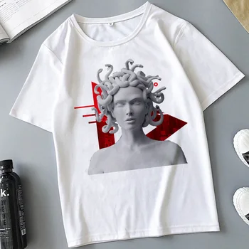 2021 Nové Letné Tričko Ženy Medusa Tlače O-krku Harajuku Tričko vrchné oblečenie lumbálna Estetické T-shirt Camiseta Mujer