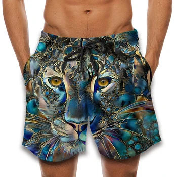 2023 Nové 3D Tiger, Leopard Tlač Letné Surfovanie Beach Šortky Muž Šortky Anime Šortky Rýchle Sušenie Dovolenku Streetwear oblečenie Mužov