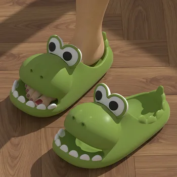 2023 NOVÉ Letné Zábavné Papuče pre Ženy Roztomilý Kreslený Dinosaurov Listy Mäkké Prst Otvorené Sandále Módne Zvieratá Non-slip Flip Flop