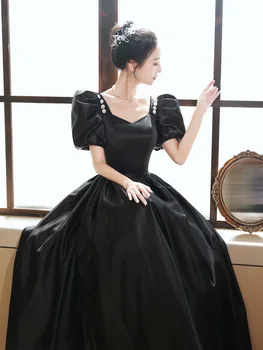 2023 Vysokej Úrovni Quinceanera Šaty Klasickom Lístkovom Rukáv A-Line Princezná Šaty dámske Čierne Večerné Spoločenské Šaty