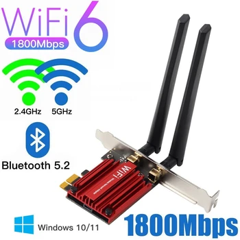 20pc 2 v 1 1800Mbps WIFI 6 slot karty PCI-E Bezdrôtovej Sieťovej Karty AX1800 802.11 AX Dual Band PCI e WIFI PCIE Adaptér s Bluetooth 5.2