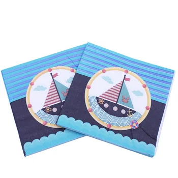 20pcs/veľa nových prisťahovalcov Krásne Modré plachetnici surfovanie Papierové Plienky pre deti Happy Birthday party Zásobovanie a Dekorácie