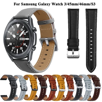 22 mm Originálny Kožený Remienok Watchband Pre Samsung Galaxy Sledujte 3 45 mm 46 mm Originálny Náramok Rýchle Releas Náramok Pre Výstroj S3