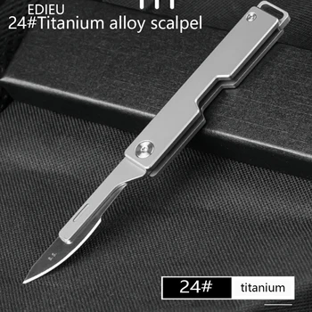 24# mini Titánu, Zliatiny, Skladací Skalpel Lekárske Skladací Nôž výchovy k DEMOKRATICKÉMU občianstvu Vonkajšie Vybalenie Vreckový Nôž s 10pcs-Vymeniteľné Nože