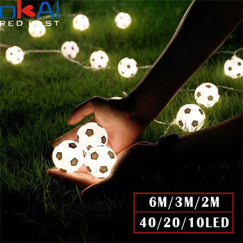2m 3m 6m LED Futbalové Lopty String Svetlá Garland USB/Batérie Powered Futbal Vianočné Rozprávky Svetlá pre Navidad Party Dekorácie