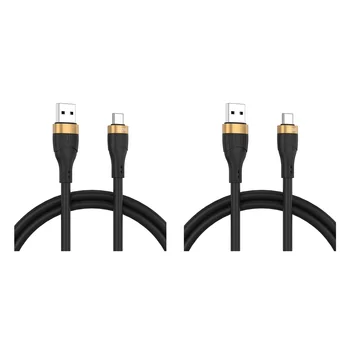 2X USB Kábel Nového 120W 6 Typ C Kábel Nabíjací Kábel pre Android Super Flash nabíjací Kábel - Čierna