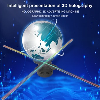 3D Hologram Projektor Plávajúce Voľným Okom Nástroj na Čítanie Letecké Snímkovanie Ventilátor Displej 64/80/100 cm LED Hologrom Mobilné Reklama