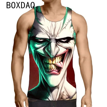 3D Joker Vzor Digital Print Mužov Vesta 2023 Nové Letné bez Rukávov O-Krku Bežné Topy 6XL Veľká Veľkosť Mužov Hip Hop Osobnosti Nádrž