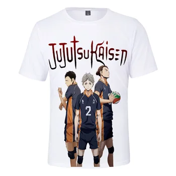 3D Jujutsu Kaisen X Haikyuu Letné T-shirt O-neck Tričko Fashion 3D Muži/ženy, Krátky Rukáv Tees Bežné