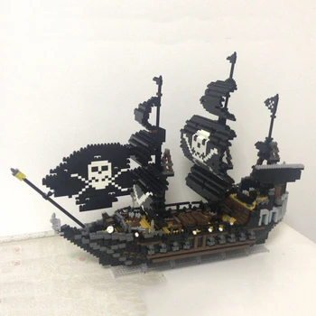 3D Model DIY Diamond Kvádre, Tehly, Budova Caribbean Pirate Black Pearl Loď Lebky Vlajkou Loď Hračka pre Deti,