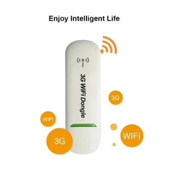 3G WiFi Hotspot 3G Mobilný Router Mini USB Mobile WiFi USB Dongle, Bezdrôtové pripojenie Modemov WCDMA S Slot Karty SIM(Čierna/Biela)