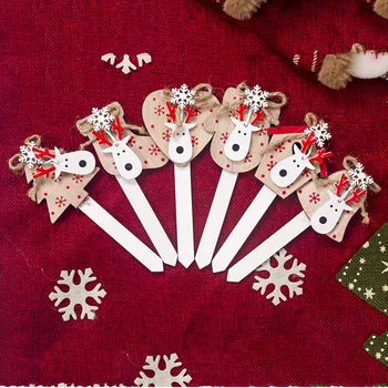 3ks Vianočné Dekorácie Narodeninovú Tortu vložená karta Snowflake Elk ponožky bell Drevené Ozdoby