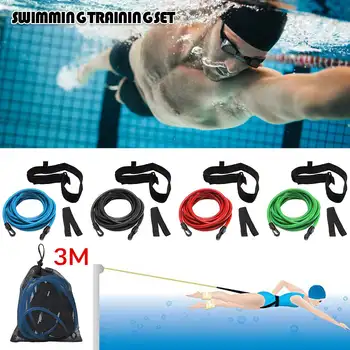 3M Nastaviteľné Plávať Školenia Odpor Elastický Pás Plávanie Exerciser Bezpečnosti Plavecký Pás Plávať Tether Elastické Lano Band