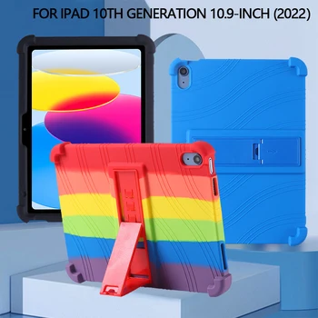 4 Zahustiť Cornors Silikónový Kryt Prípade Stojan Pre iPad 10.9 2022 (iPad 10. Gen) A2757 A2777 A2696 Shockproof Funda Deti