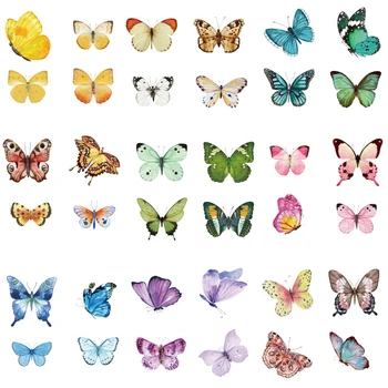 40 Ks Roztomilý Motýľ Nálepky PET Priehľadné Dekoratívne Nálepky Pre Telefón, Notebook Waterbottle Plánovač Denník Vestník Zápisník