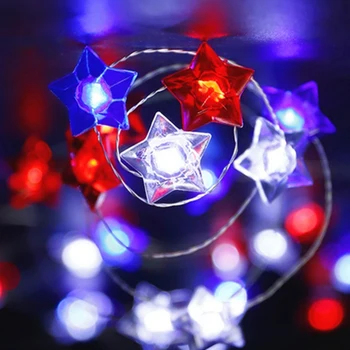 40 LED Červená Modrá Biela String Svetlá Batérie Powered Star String Svetlá