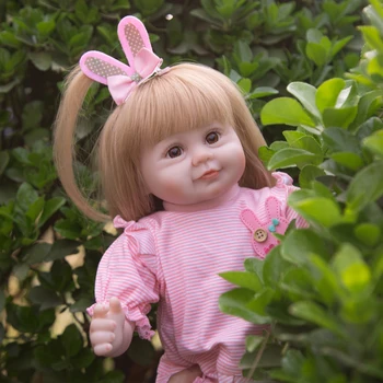 46 CM Reborn Mäkké Silikónové Sladké Tvár Baby Doll Batoľa Pink Girl, Pôvodné, Realistický Bebe Bábiky Hračky