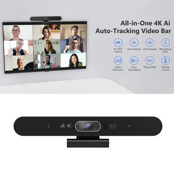 4K Kamera, USB, Webkamera HD Video Konferencie Kamera s Mikrofónom a Reproduktorom AI detekcia tvárí Automatické Zaostrovanie, Diaľkové Ovládanie na PC