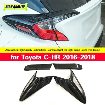 4Pcs Uhlíkových Vlákien Štýl zadné Zadné zadné Svetlo Lampy Kryt Výbava pre Nosenie Toyota CHR C-H 2016 2017 2018 Chróm Styling