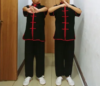 5color Čistej bavlny deti kung fu krátky rukáv vyhovuje tai chi jednotné deti bojových umení oblečenie čierna/žltá/červená/modrá/biela