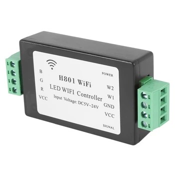 5X H801 RGBW LED WIFI Radič LED RGB Controller DC5-24V Príkon Pre 5050 2835 3528 SMD LED Pás Svetla Pásky Pásky
