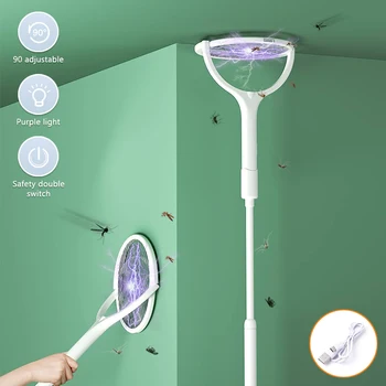 6 V 1 3500V Elektrické Lietať Plácačka Killer Chyba Zapper UV Svetlo Lampy Rotujúce Hlavy Nabíjateľná Komár Pasce Raketa Proti Hmyzu