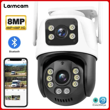 8MP 4K WiFi IP Kamera, Vonkajšie Automatické Sledovanie Duálny Objektív 4MP PTZ Kamery Zabezpečenia Domov CCTV Nepremokavé ICsee Surveillance Camera