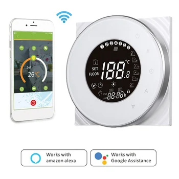 95~240V smart WIFI termostat používaných na elektrické podlahové vykurovanie voda/plyn kotol termostat používa v spojení s Google Alexa
