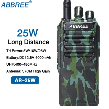Abbree AR-25W 25W Vysoký Výkon Abbree AR-25W 25W Ahoj UHF 400-480MHz 10Km Rozsah Rádio Batérie 4000mAh + Skladacia CS Taktické Anténa