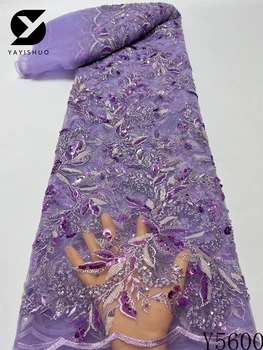 Africké Čipky Textílie na spoločenské Šaty, francúzsky Oka, Nigérijský Tylu, Korálky, Flitre, Vysoká Kvalita, Y5600, 2023