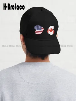 Americký Kanadský Infinity Srdcia Vlajky Kanada Usa Šiltovku Herné Klobúky Denim Farba Ulici Skateboard Vlastný Darček Slnko Klobúky