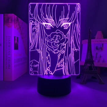 Anime 3d Lampa Code Geass CC pre Spálňa Decor Nočného Darček k Narodeninám Manga Code Geass Led Nočné Svetlo Posteli