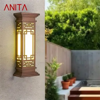 ANITA Vonkajšie Svetlo LED Čínsky Štýl Stenu Sconces Lampa Vodotesný pre Domáce Balkón Klasická