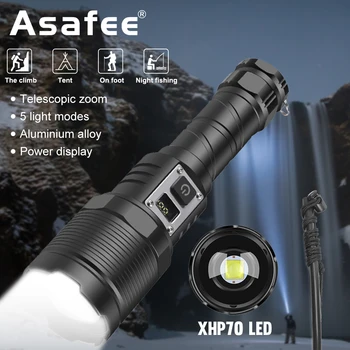 Asafee XHP70 Vysokú svetelnú Baterku Digitálny Displej 30WLED Long-Range Pamäť Baterka Typ-C Nabíjanie Vstup A Výstup