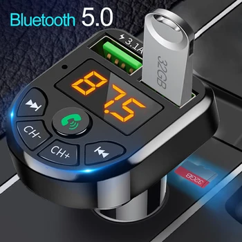 Auto Bluetooth, MP3 Prehrávač 5.0 MP3 Prehrávač s Bezdrôtovým Audio Prijímač, Duálny USB 3.1 Rýchlo Nabíjačka, FM Pre IPhone Xiao Pre Samsung