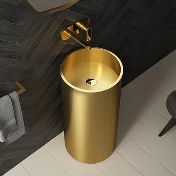 B & B Stĺpec Umývadlo Zlaté Cenovo Dostupný Luxus, Štýl Integrovaný Umývadlo