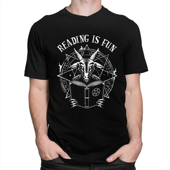 Baphomet grafické Tričko Satan Demon Mágov Čítanie Je Zábava Tee Topy Mužov Pop Kultúry Paródia Digital Print T-Shirt Darček